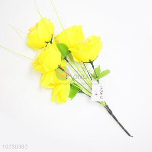 High Quality 5 Heads Yellow Rose Artificial Flower