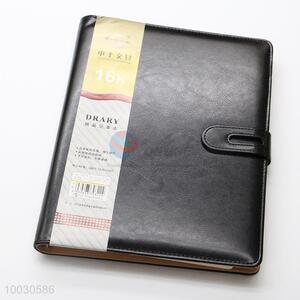 Black PU leather business notebook with button