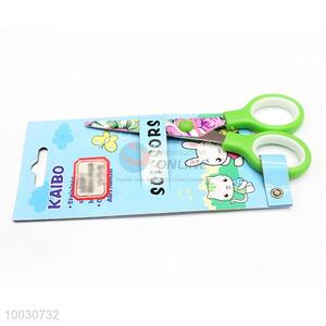 Stainless Iron Green Plastic Handle Scissor for Student