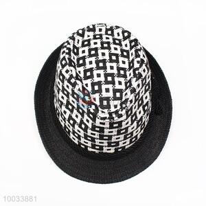 Black and White Check Pattern Fashion Hat/Top Hat
