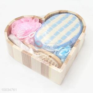 Heart shaped wooden barrel bath sets bath kit