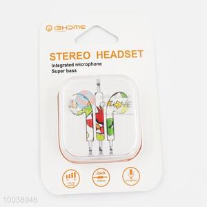 Cartoon patern super bass integrated microphone painting stereo headset