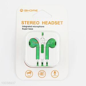 1M green super bass integrated microphone stereo headset