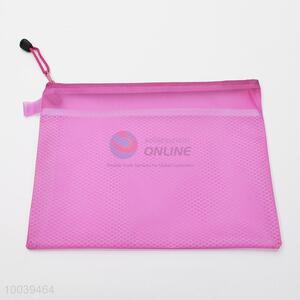 A3 Popular Rose Red Frosted Surface, Net Inside, PVC Waterproof File Bag with Zipper