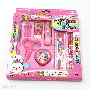 12pcs/set pink stationery set pencil pen/eraser/scissor/ruler