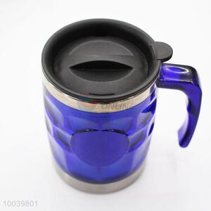 High Quality Transparent Blue PP+PS Double Wall Auto Mug/Travel Mug