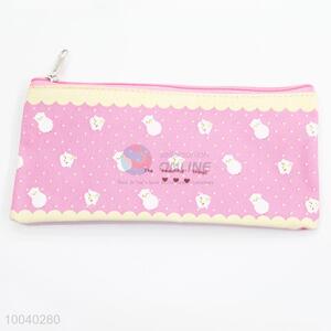 Pink long cotton&jute coin purse change purse pen bag