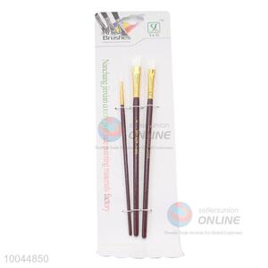 3Pieces/Set Different Shapes Professional Artist Paintbrush with Brown Wooden Handle