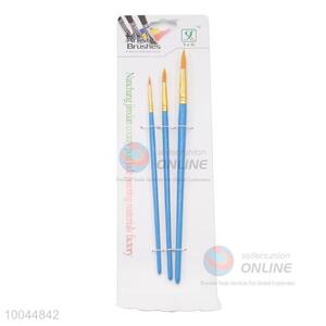 Pointed Head Artist Brush 3Pieces/Set, Art Paintbrush with Blue Wooden Handle