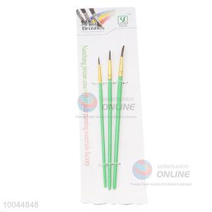 3Pieces/Set Pointed Head Artist Brush, Art Paintbrush with Long Green Handle