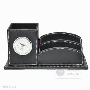 Top quality faux leather note pads storage box pen container