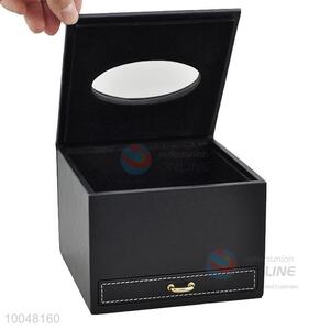 Household decorative black faux leather tissue box