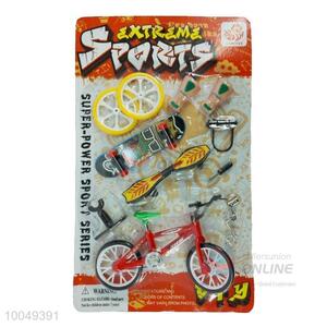 Toy suit about finger bicycle and Skateboard and Swing car along with their parts