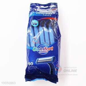 Wholesale 11.5cm Twin Blade Disposable Razors for Man with Comfortable Handle，10Pieces/Set