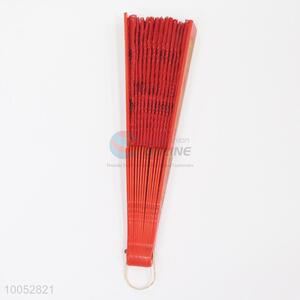 China Factory 23*43CM Red Folding Hand Fan with Paillette