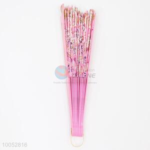 New Design Chinese Style 23*43CM Pink Folding Hand Fan with the Pattern of Flowers