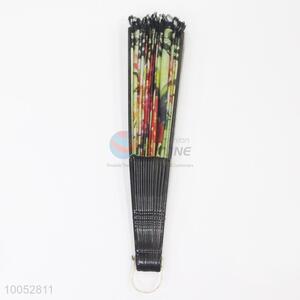 Wholesale 23*43CM Folding Hand Fan with Black Sticks&Lace and Colourful Flowers Pattern