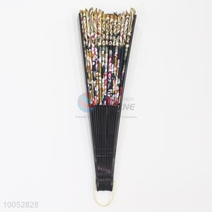 Top Selling 23*43CM Black Folding Hand Fan with Flowers Pattern