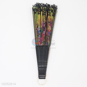 High Quality 23*43CM Folding Hand Fan with Black Sticks&Lace and Colourful Flowers Pattern