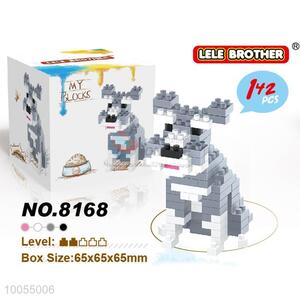 Cheap mini cute Lele Brother kawaii animal schnauzer dog nano plastic building blocks bricks cartoon model educational toy（142PCS)