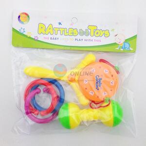 Hot sale nice shaking bell and plastic rings of baby rattle for baby