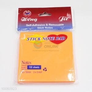 Best Selling 7.6*7.6CM Orange Self-adhesive & Removable Sticky Note Pad, 100 Sheets