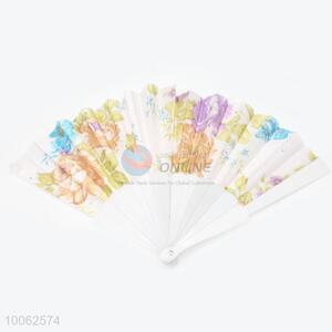 Hot Sale Spain Style Plastic&Satin White Hand Fan/Flat Fan