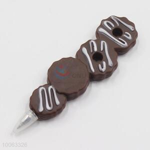 China Factory 14*2.5cm Brown Cookie Shaped Ball-point Pen for Students