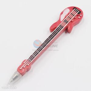 Promotional 13*3cm Pink Guitar Shaped Ball-point Pen with Magnetic Sticker