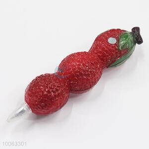 New Design 14*2.5cm Red Litchi Shaped Ball-point Pen with Magnetic Sticker
