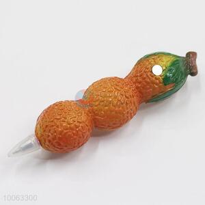 New Design 14*2.5cm Orange Litchi Shaped Ball-point Pen with Magnetic Sticker