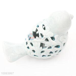 Light Blue Artificial Ceramic Birds Crafts For Home Decoration