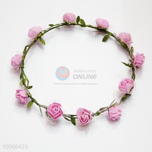 Pink Flower Headband Festival Wedding Floral Garland