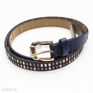 Wide PU belt with rivets for women