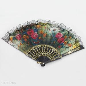 Promotional Flowers Printed Hand Fan for Summer