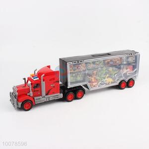 Top quality vehicle toys container truck with 6pcs alloy cars/dinosaur