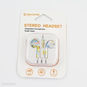 High quality color print super bass integrated microphone stereo headset