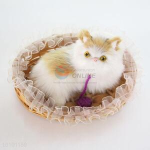 Factory Direct Mini Imtated Cat Handmade Basket With Handle