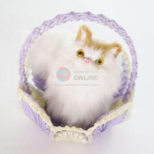 Lovely Imtated Cat Handmade Knitted Basket With Handle