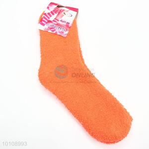Velvet orange warm socks for wholesale