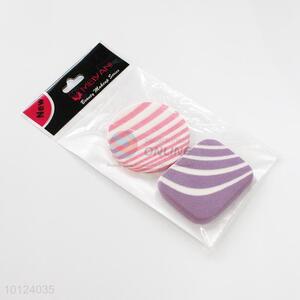 Stripe Pattern 1 Pc Round Shape and 1 Pc Square Shape Beauty Cosmetic Face Soft Sponge Powder Puff Tools