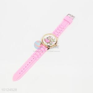 Fashion silicone strap pink watch