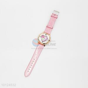Cute pu band pink wrist watches for women