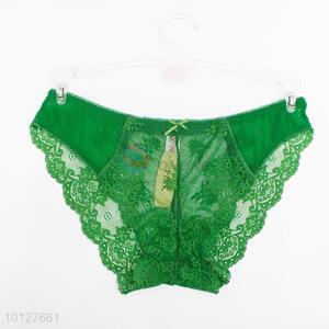 Green sexy lace flower pattern transparent soft sexy panties lace cotton underwear
