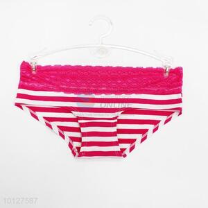 Rose red and white stripes pattern spandex lace briefs women underwear comfortable women briefs