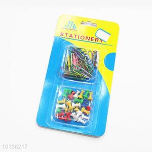 Colorful hot sales drawing pins&paper clips stationary set