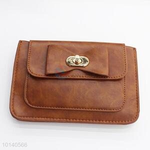 Bowknot brown PU cell phone case/cellphone pouch