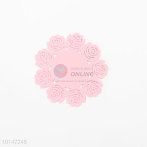 Pink flower shape drink coasters cup mat