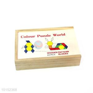Wooden Pattern Blocks Color Puzzle Building Blocks