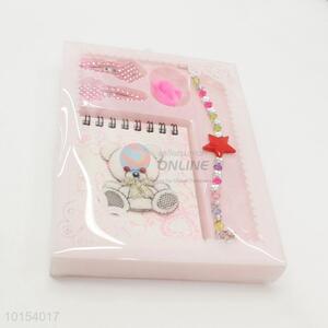 Cheap Price Stationery Gift Set with Spiral Coil Notebook, Hairpin, Hair Ring, Bracelet
